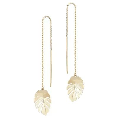 LUMINOR GOLD 14k Gold Leaf Threader Earrings