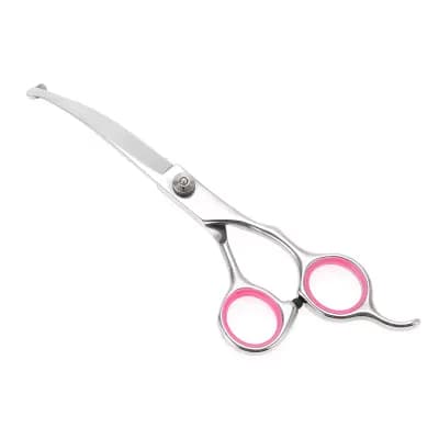 1 pc Round Head Dog Grooming Scissors for Pets Shop 6 in Silver Tone Pink