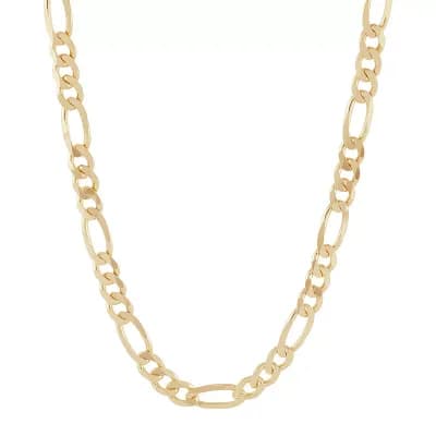 Everlasting Silver Gold Over Silver Solid Figaro Chain Necklace