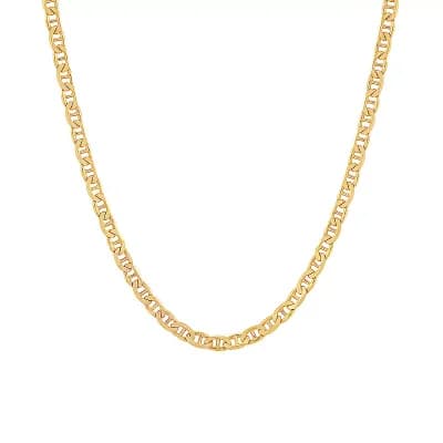 Everlasting Silver Gold Over Silver Solid Mariner Chain Necklace