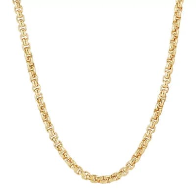 Everlasting Silver Gold Over Silver Solid Round Box Chain Necklace