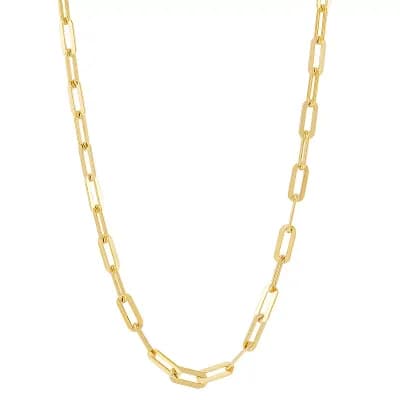 Everlasting Silver Gold Over Silver Solid Paperclip Chain Necklace