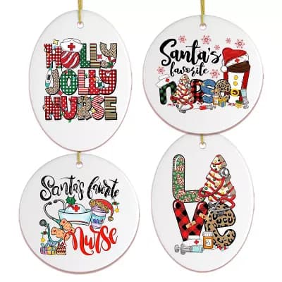 Santa's Favorite Nurse Christmas Ornament Bundle Set of Four