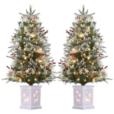 2 pc 3 FT Christmas Tree, Pre-Lit Christmas Tree with 78 LED Lights, Battery-Powered