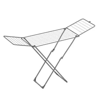 Foldable Clothes Drying Rack with Gullwing Wings and 17 Drying Rods for Towels, Clothing, and Linens