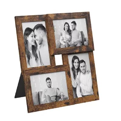 Picture Frames For 4 Photos In 4" X 6" Collage Photo Frames, Wood Grain Frames Glass Front