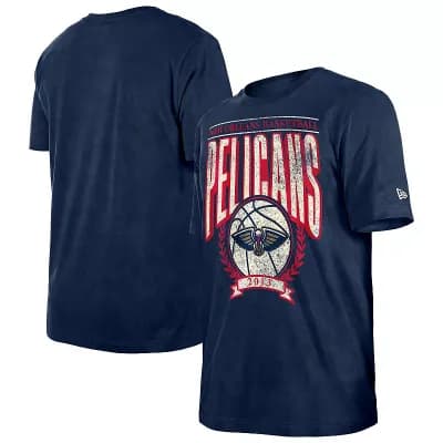 Men's New Era Navy New Orleans Pelicans Throwback Vintage Boxy Mineral Wash T-Shirt