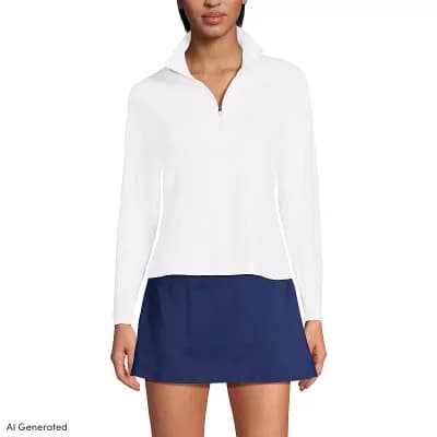 Women's Lands' End Long Sleeve Quarter Zip Swim Top