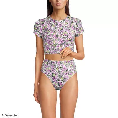 Women's Lands' End DDD-Cup Cap Sleeve Tankini Top