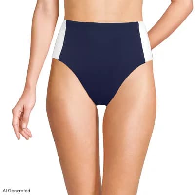 Women's Lands' End Seamed High Waisted Bikini Bottoms