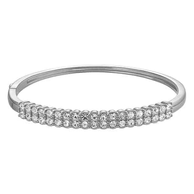 Chrystina Crystal Double Row Hinged Bangle Bracelet
