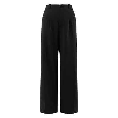 Women's Work Pant Pleated Front Formal Office Straight Trousers with Pockets