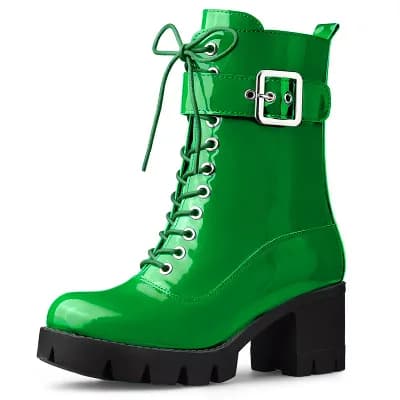 Women's Zip Platform Chunky Heel Combat Boots