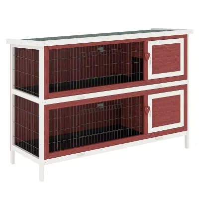 2 tier Elevated Rabbit Hutch Bunny Cage Wooden Small Animal Habitat w/ Tray