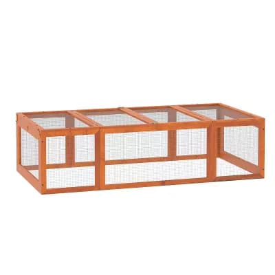 PawHut Large Wooden Rabbit Hutch Small Animal Habitat Enclosure, Natural