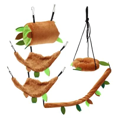 Hamster Hammock, Cage Accessories Toys, Rat Hammock, Small Animals Hanging Bed 5 pc