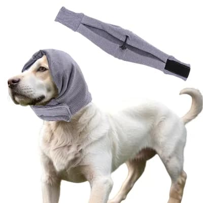 Adjustable Dogs Calming Headband with Magic Tapes, Dog Calming Hood for Anxiety Keep Warm