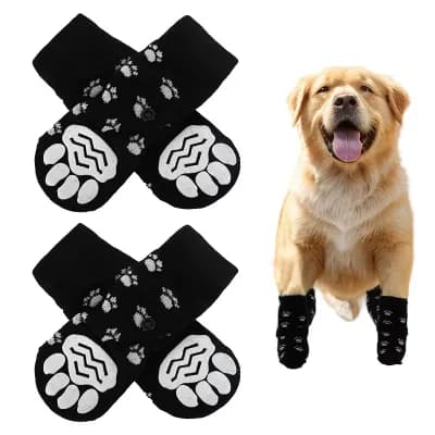 4 pc Non-Slip Dog Socks with Adjustable Sticky Tapes, Pet Socks for Dogs, Dog Paw Protection
