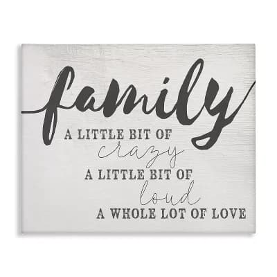 Stupell Home Decor Family Crazy Loud Love Design Canvas Wall Art