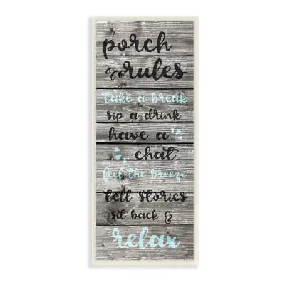 Stupell Home Decor Porch Rules Rustic Blue Sit Back and Relax Plaque Wall Art