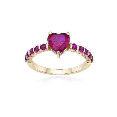 Gemminded 18k Gold Over Silver Lab-Created Ruby Heart Ring