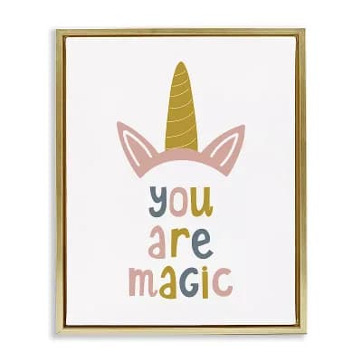 Stupell Home Decor You Are Magic Unicorn Horn Framed Canvas Wall Art