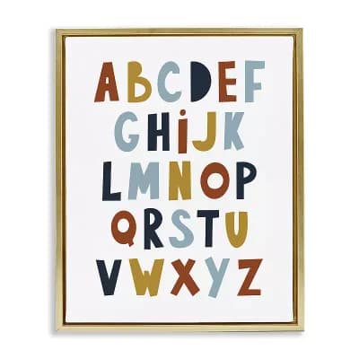 Stupell Home Decor Natural Tones Alphabet Framed Canvas Wall Art