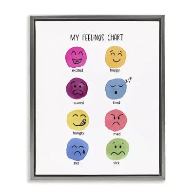 Stupell Home Decor Children's Feelings Chart Framed Canvas Wall Art