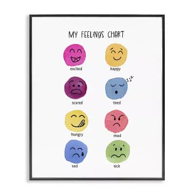 Stupell Home Decor Children's Feelings Chart Framed Wall Art