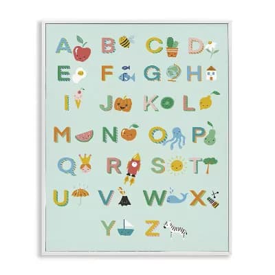 Stupell Home Decor Alphabet Chart on Mint Green Framed Wall Art