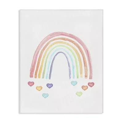Stupell Home Decor Rainbow with Falling Hearts Canvas