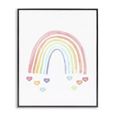 Stupell Home Decor Rainbow with Falling Hearts Framed Giclee