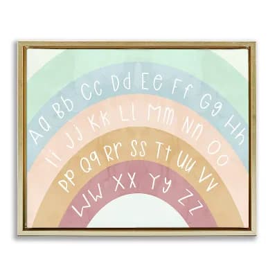 Stupell Home Decor Alphabet Letters on Rainbow Framed Floating Canvas