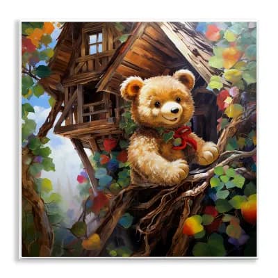 Stupell Home Decor Happy Bear in Tree House Wall Plaque