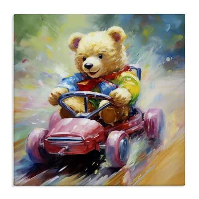 Stupell Home Decor Teddy Bear on Go Kart Canvas Wall Art