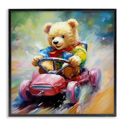 Stupell Home Decor Teddy Bear on Go Kart Framed Giclee Wall Art