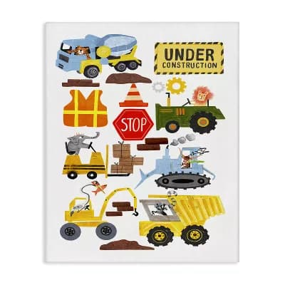 Stupell Home Decor Construction Vehicles & Animals Canvas Wall Art
