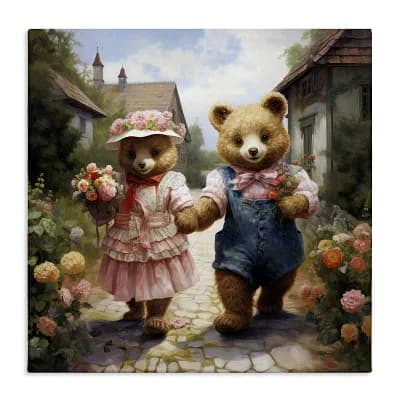 Stupell Home Decor Romantic Bear Couple Canvas