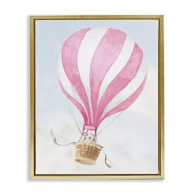 Stupell Home Decor Rabbit in Pink Balloon Framed Floating Canvas