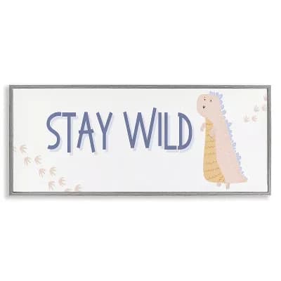 Stupell Home Decor Stay Wild Dinosaur Framed Canvas Wall Art