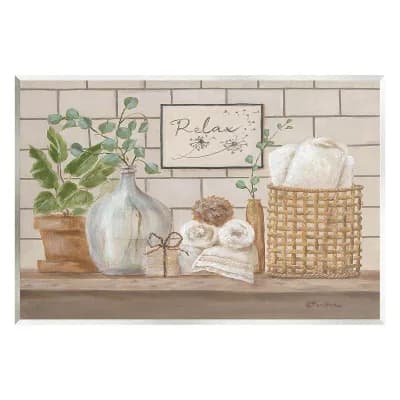 Stupell Home Decor Uplifting Bathroom Spa Relax Wall Art
