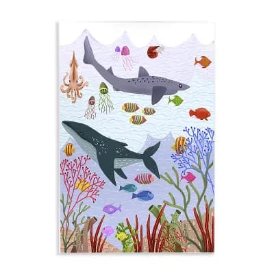 Stupell Home Decor Underwater Sea Animals Plaque Wall Art