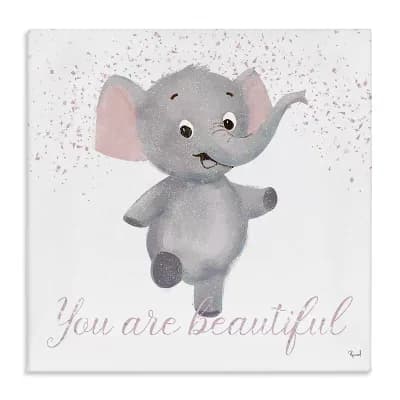 Stupell Home Decor You Are Beautiful Elephant Canvas Wall Art