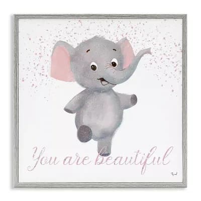 Stupell Home Decor You Are Beautiful Elephant Framed Giclee Wall Art