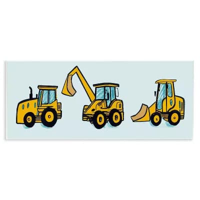 Stupell Home Decor Bulldozers on Blue Plaque Wall Art