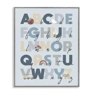 Stupell Home Decor Soft Blue Alphabet Chart Framed Giclee Wall Art