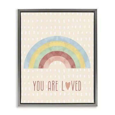 Stupell Home Decor Loved Rainbow Framed Canvas Wall Art