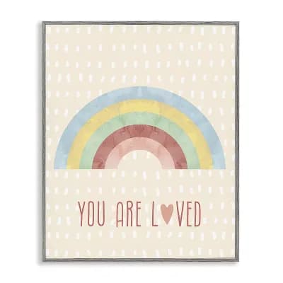 Stupell Home Decor Loved Rainbow Thin Frame Wall Art