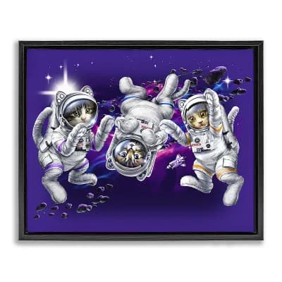 Stupell Home Decor Astronaut Cat Trio Framed Canvas Wall Art
