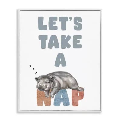 Stupell Home Decor Nap Phrase Sleeping Baby Hippo Framed Wall Art